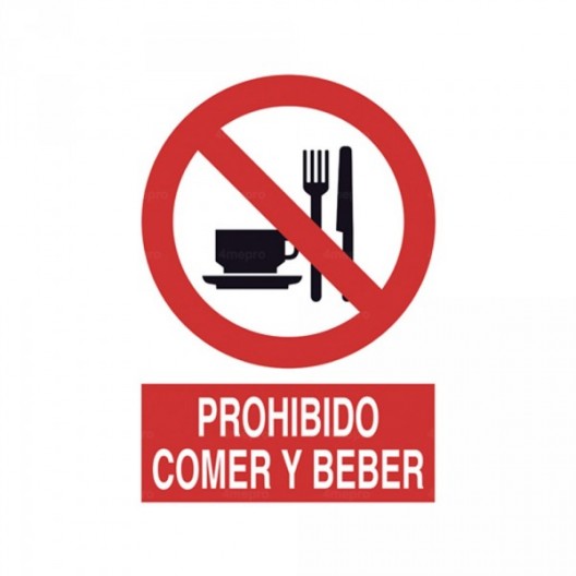 Señal Prohibido comer y beber