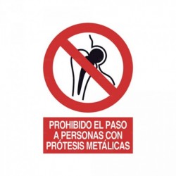 Señal Prohibido el paso a personas con prótesis metálicas