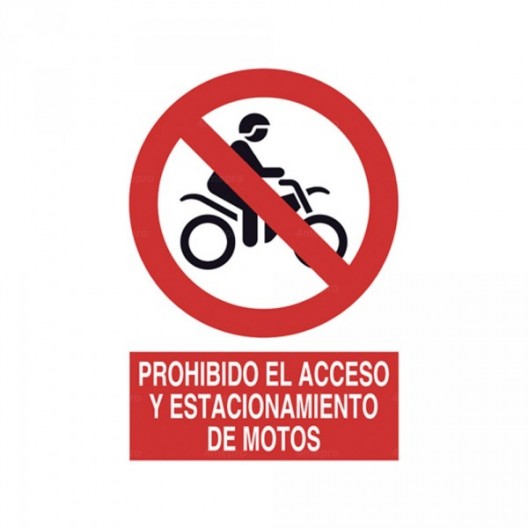 Señal Prohibido el acceso y estacionamiento de motos