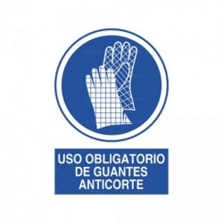 Señal Uso obligatorio de guantes anticorte