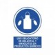 Señal Uso obligatorio de delantal y manguitos en productos químicos