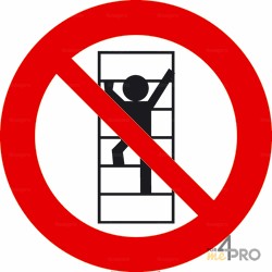Señal Prohibido subir en la escalera